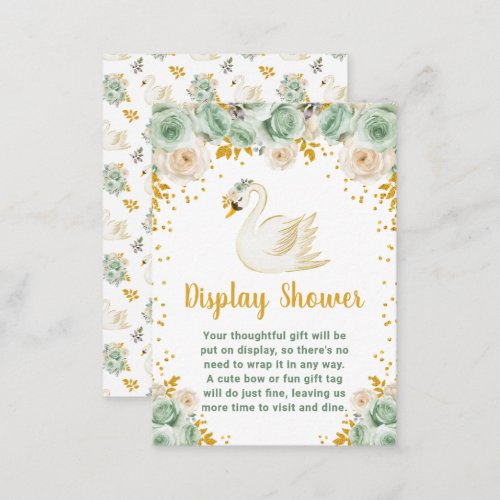 Swan Sage Green and Gold Roses Display Shower Enclosure Card