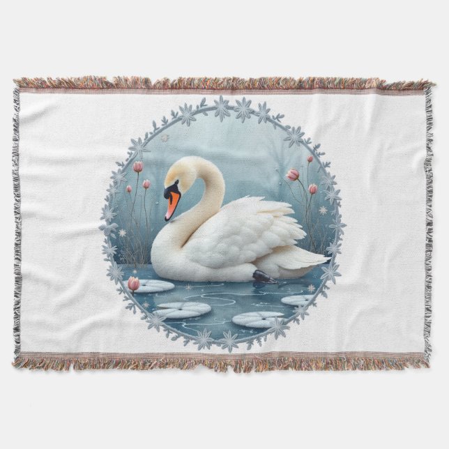 Swan Serenity  Throw Blanket (Front)