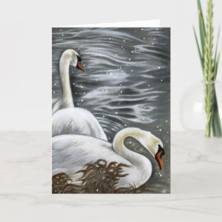 Swan Song Beautiful White Swans Greeting Card
