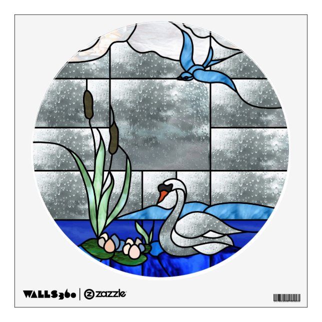 Swan Stained Glass Window Decal (Front)