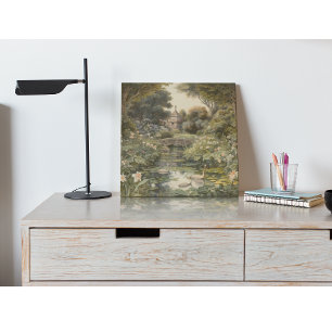 Swan & Stone Bridge Oil Painting Metal Art