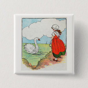 Swan, Swan Over the Sea Mother Goose Nursery Rhyme Button