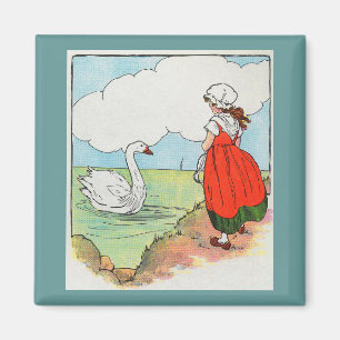 Swan, Swan Over the Sea Mother Goose Nursery Rhyme Magnet