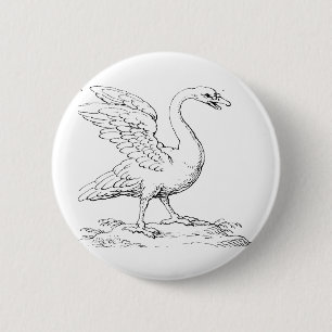 Swan Symbol of Love and Fidelity Fine Art Button