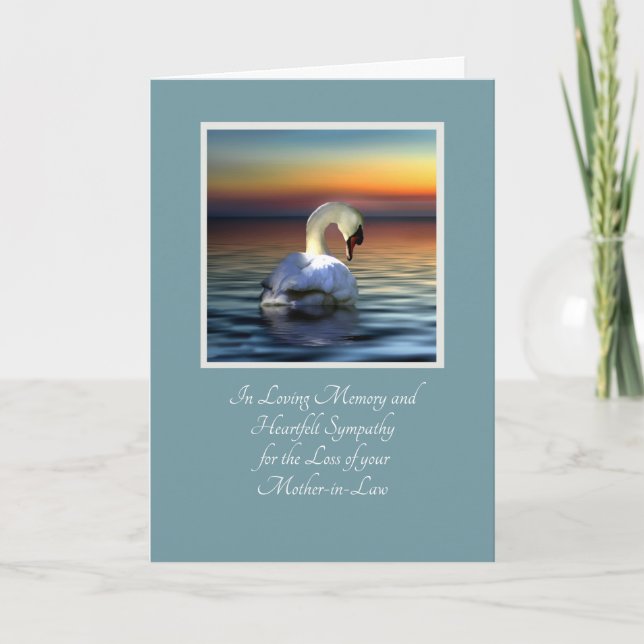 Swan Sympathy Loss of Mother In Law Card (Front)
