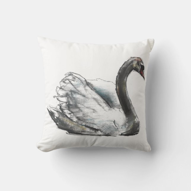 Swan Throw Pillow (Front)