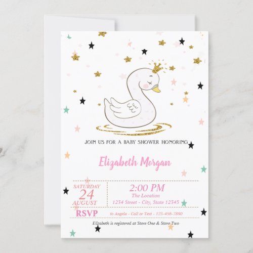 SwanTiara Stars Princess  Baby Shower Invitation