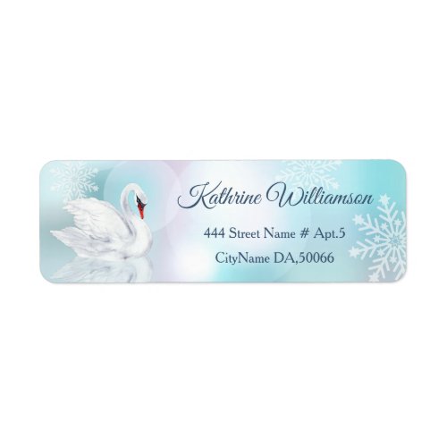 Swan Turquoise Lake Snowflakes  Winter  Label