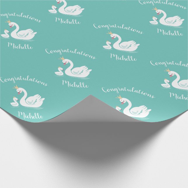 Swan Vintage Baby Shower Wrapping Paper (Corner)