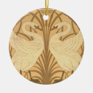 Swan wallpaper design ceramic ornament