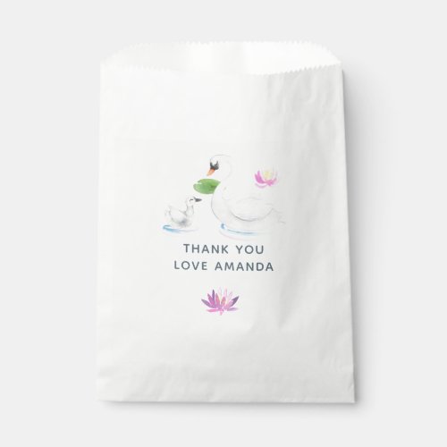 Swan Watercolor Baby Shower Favor Bag