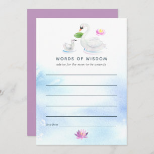 Swan Watercolor Baby Shower Mother Advice Invitation