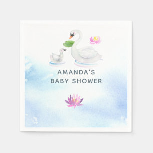 Swan Watercolor Baby Shower Napkins