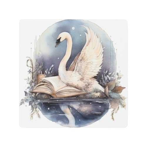 Swan Watercolor Metal Print