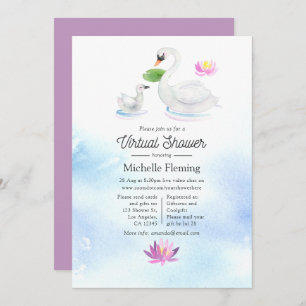 Swan Watercolor Virtual Baby Shower Invitation