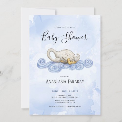 Swan watercolour illustration invitation