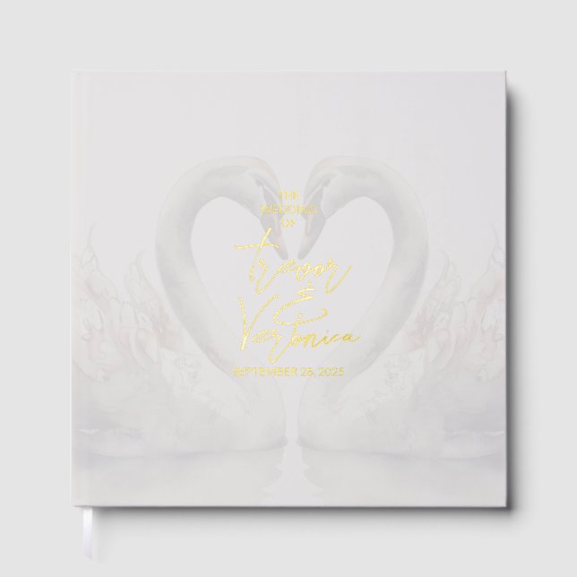 Swan Wedding Foil Guest Book (Front)