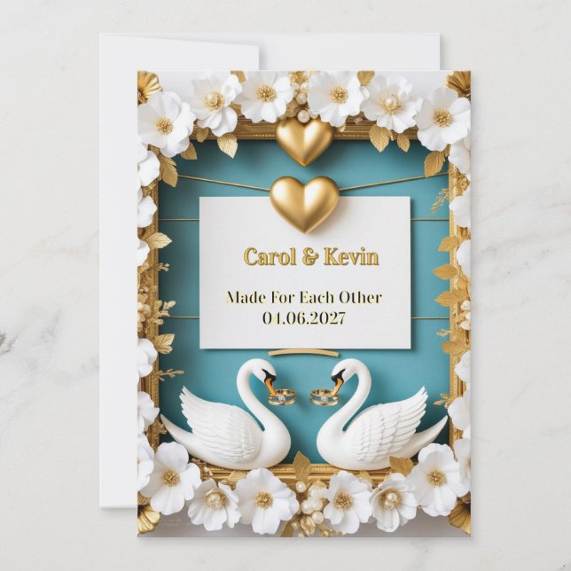 Swan Wedding Frame For Luxury Wedding Decor ✨ Save The Date (Front)
