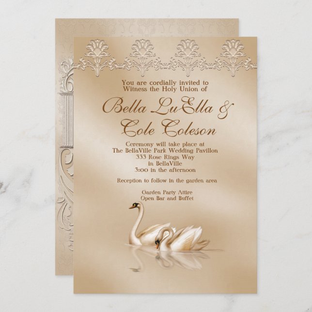 Swan Wedding Invitation Invitation (Front/Back)