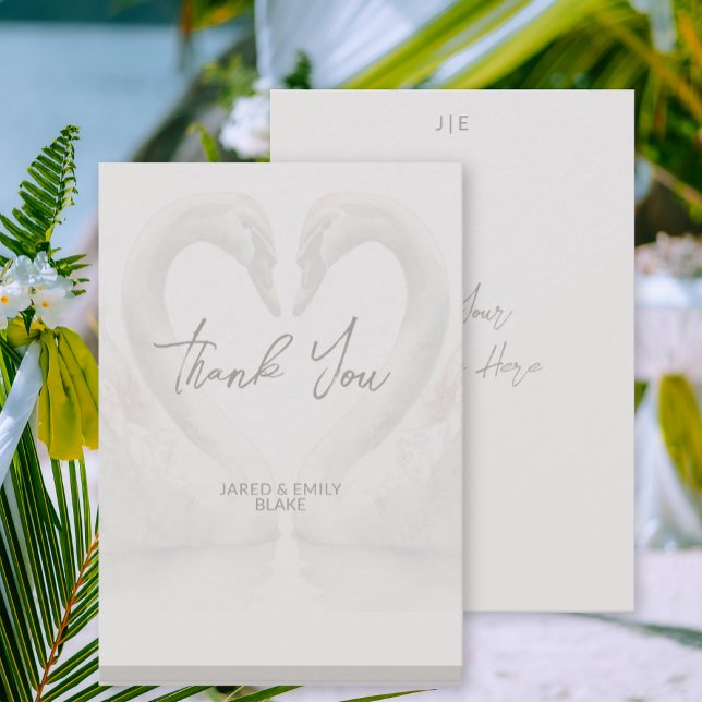 Swan Wedding Monogram Thank You Card  (Creator Uploaded)