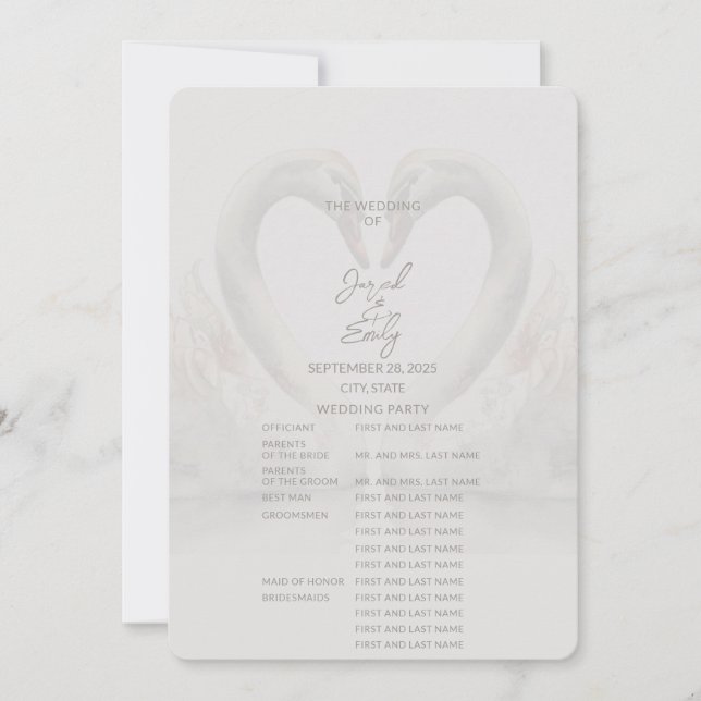 Swan Wedding Program | Full (Front)