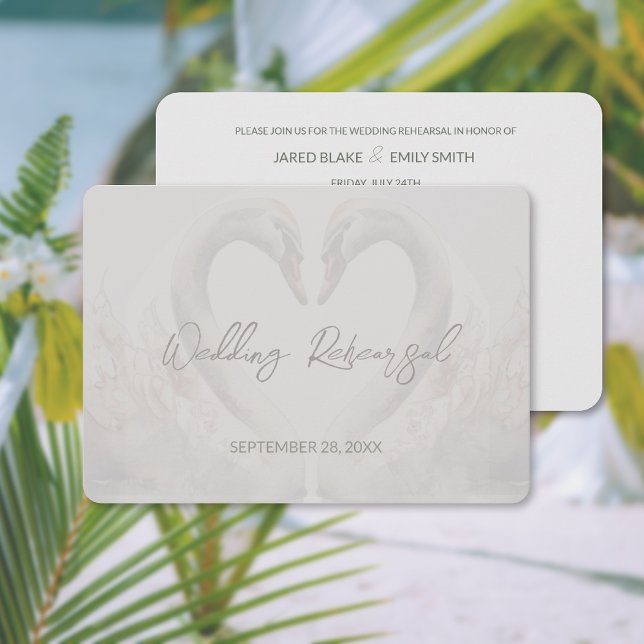 Swan Wedding Rehearsal Dinner Invitation (Swan Wedding Rehearsal Dinner Invitation (front and back))