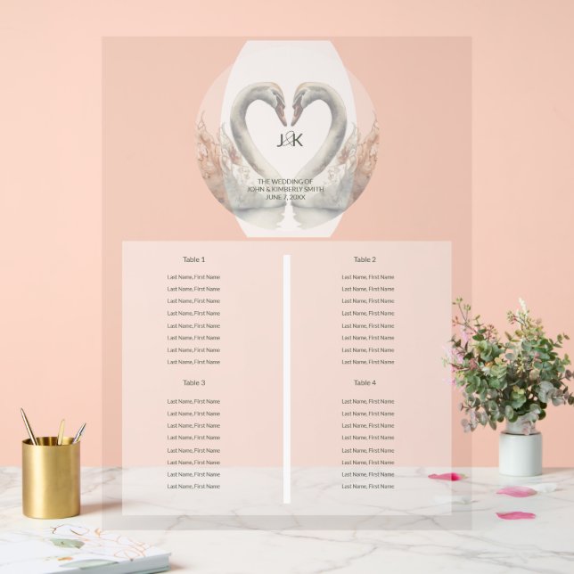 Swan Wedding Seating Chart Sign (Wedding)