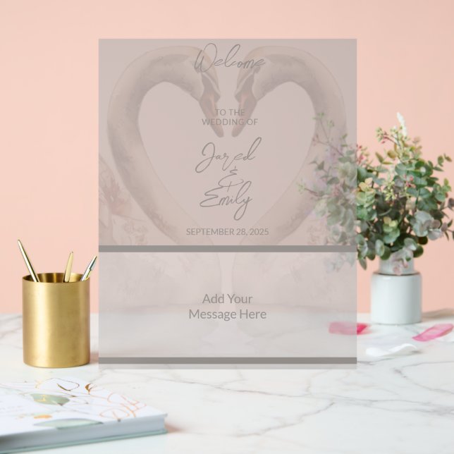 Swan Wedding Welcome Acrylic Sign (Wedding)