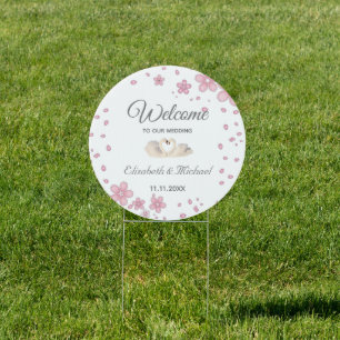 Swan Welcome to Our Wedding & Flowers Sign