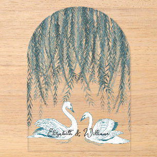 Swan Willow Illustrated Wedding Invitation Overlay