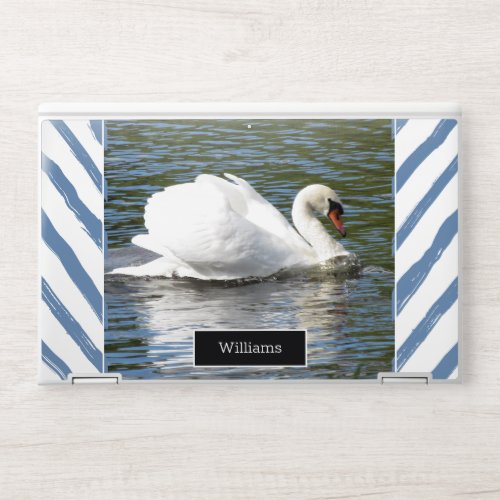 Swan with Blue Stripes Personalized HP Laptop Skin