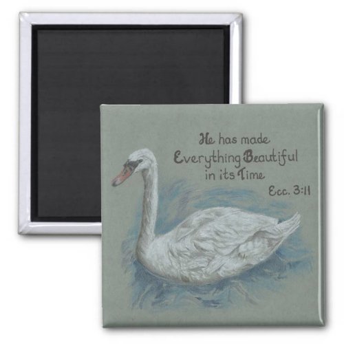 Swan with inspirational Bible quote Magnet