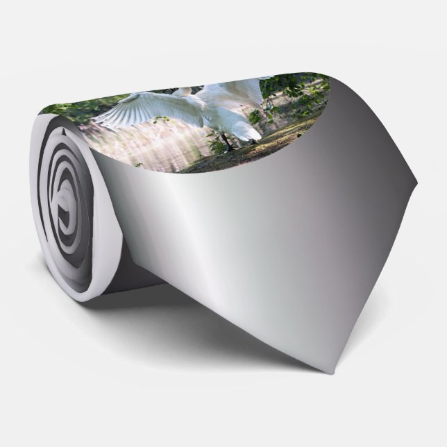 Swan with Wings Spread Neck Tie (Rolled)