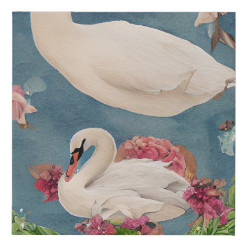 Swan with Wreath Graphic Faux Canvas Print