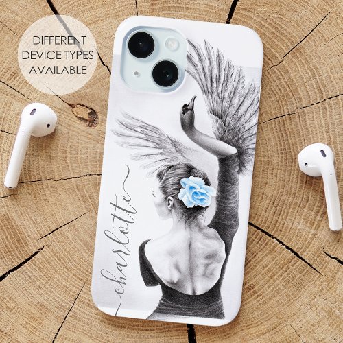 Swan Woman dancer Elegant Ballet Surreal art Name iPhone 15 Case