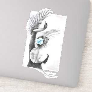 Swan Woman dancer Elegant Ballet Surreal art Sticker