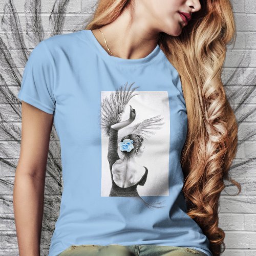 Swan Woman dancer Elegant Ballet Surreal art T_Shirt