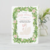Swan Wreath Spring Baby Shower Invitation (Standing Front)