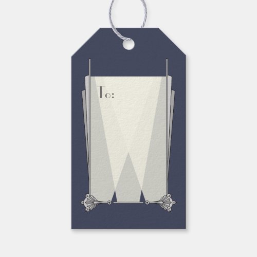 Swanky Art Deco in Blue Gift Tag