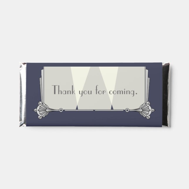 Swanky Art Deco in Blue Hershey Bar Favors (Front)