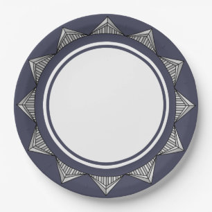 Swanky Art Deco in Blue Paper Plate