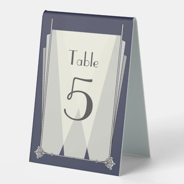 Swanky Art Deco in Blue Table Tent Sign (Front)
