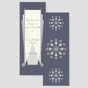 Swanky Art Deco in Blue Wedding Favor Bookmarks