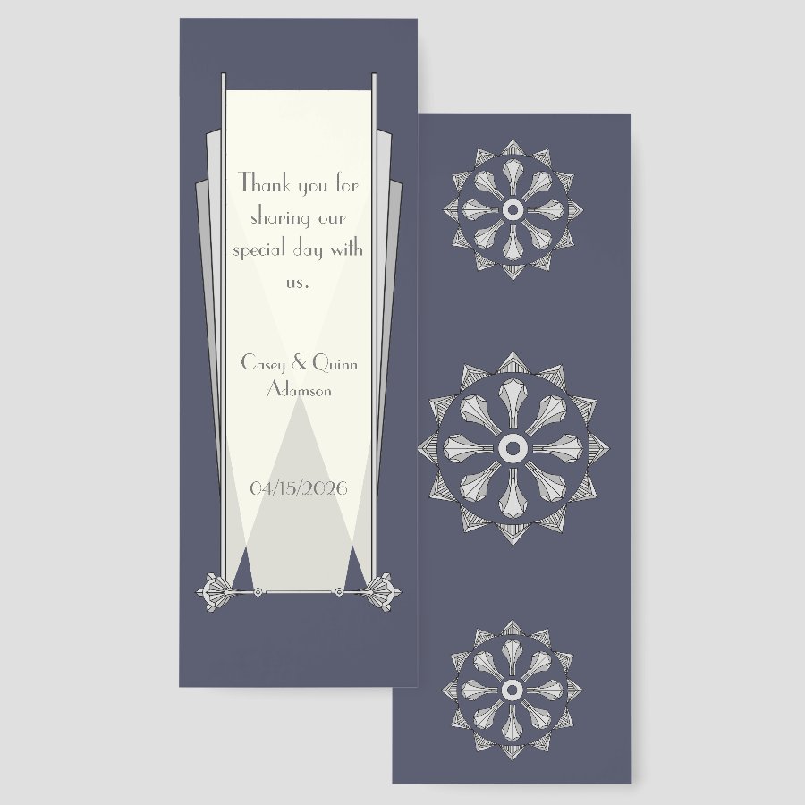 Swanky Art Deco in Blue Wedding Favor Bookmarks