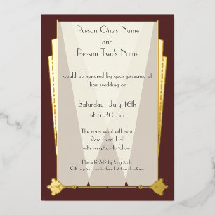 Swanky Art Deco in Red Foil Invitation