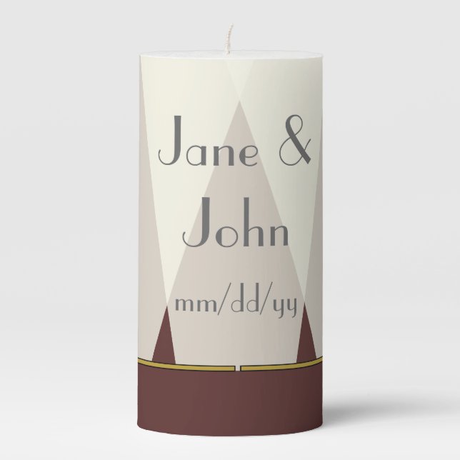 Swanky Art Deco in Red Pillar Candle (Front)