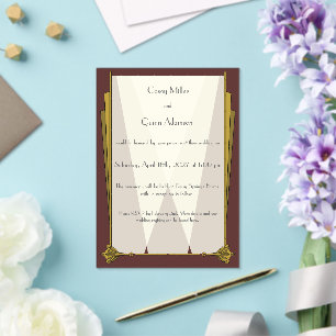 Swanky Art Deco in Red Wedding Acrylic Invitations