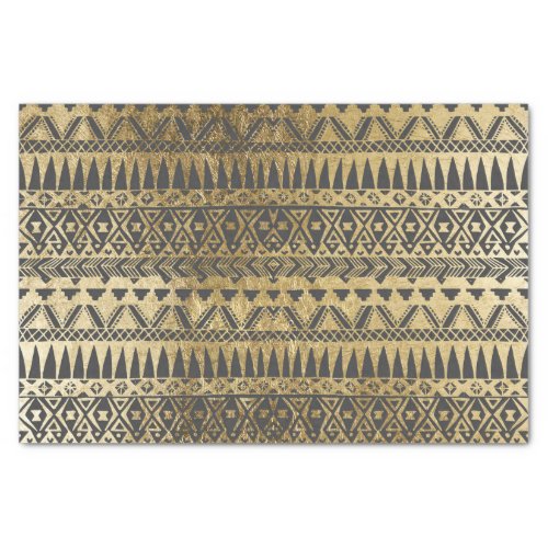 Swanky Faux Gold and Black Hand Drawn Aztec Tissue Paper