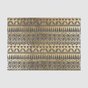 Swanky Faux Gold and Black Hand Drawn Aztec Tissue Paper