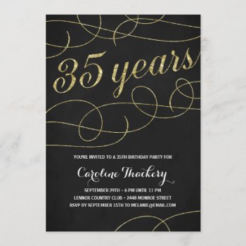 Swanky Faux Gold Foil 35th Birthday Party Invitation by dulceevents at Zazzle
